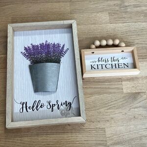 Set 2 Wooden Framed Spring and Kitchen Signs